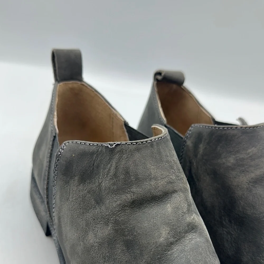 Free‎ People Sz 38 /US 7 1/2 Brixton Gray Leather Slip-On Shoes NEW